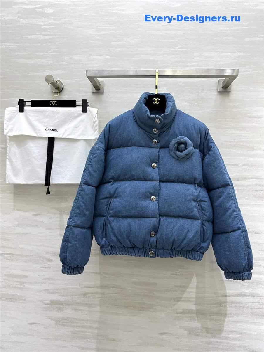 CC Stand Collar Denim Down Jacket