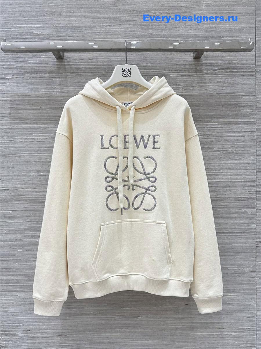L0ew* embroidered logo hoodie white