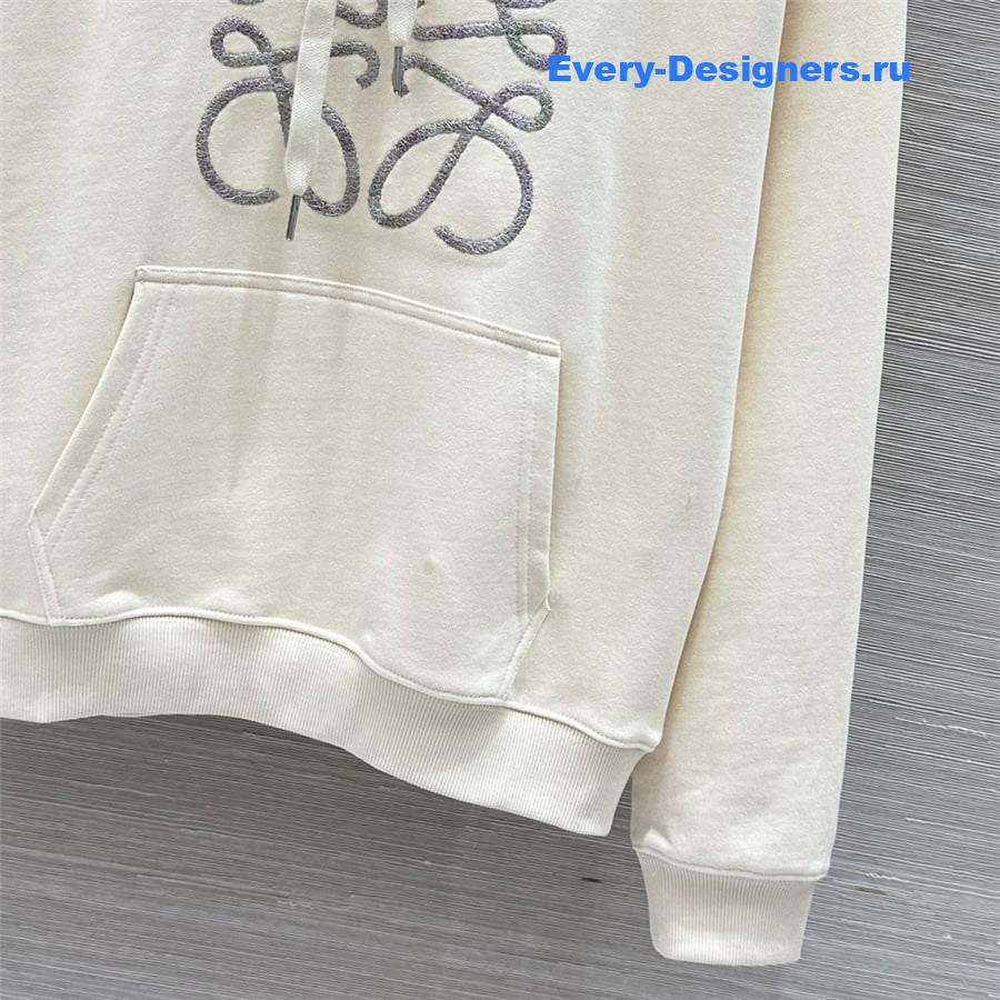 L0ew* embroidered logo hoodie white