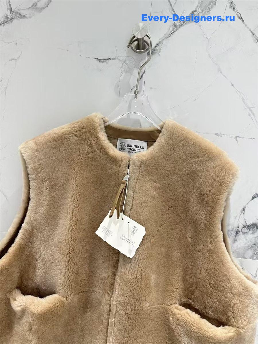 BC Sheep Curly Lapel Leather Vest