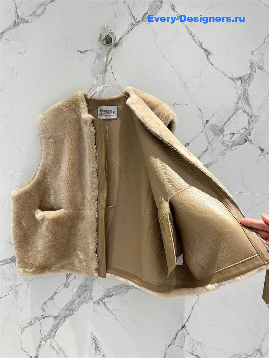 BC Sheep Curly Lapel Leather Vest