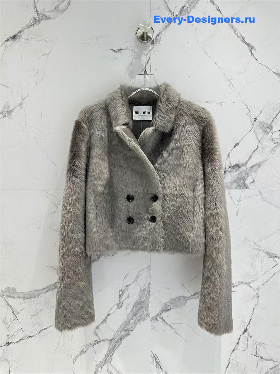M1um1u long hair lapel sheepskin fur coat