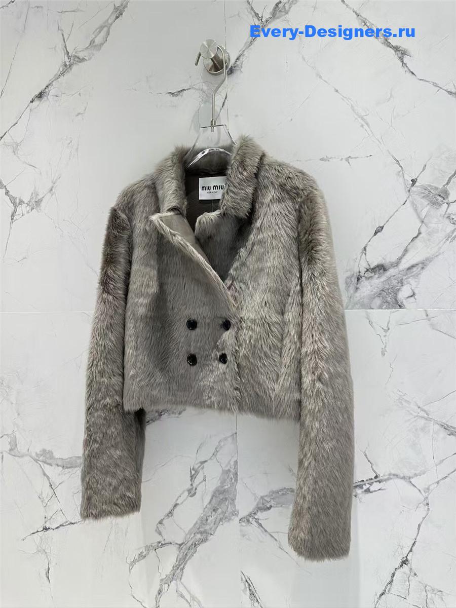 M1um1u long hair lapel sheepskin fur coat