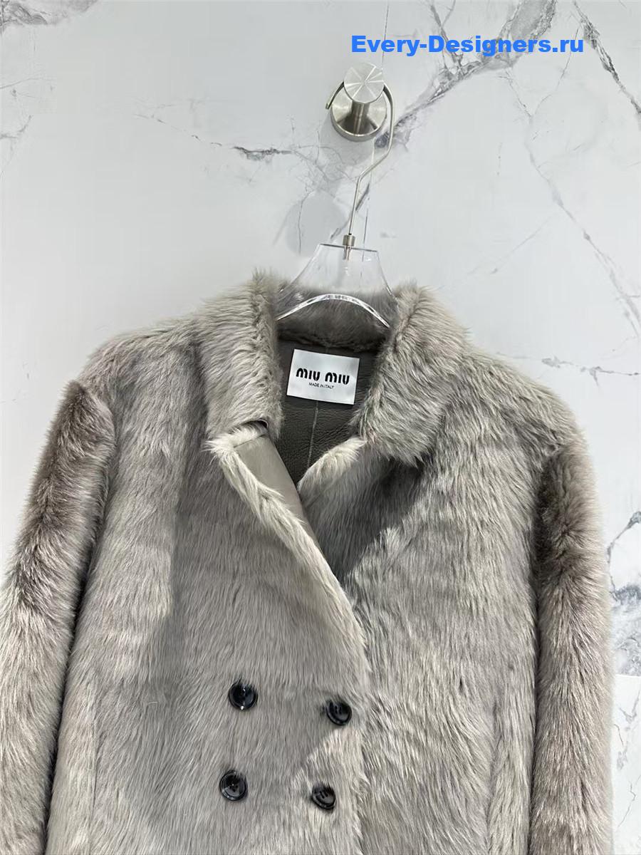 M1um1u long hair lapel sheepskin fur coat