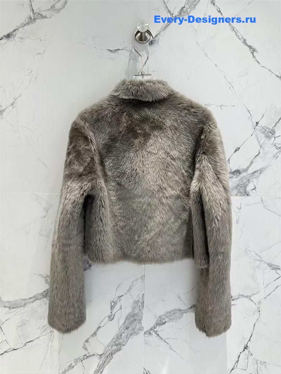 M1um1u long hair lapel sheepskin fur coat