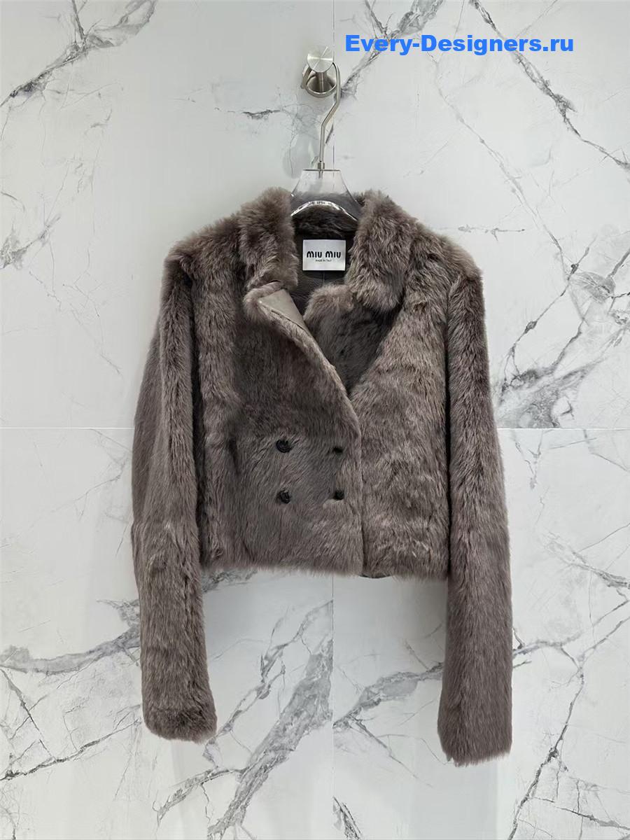 M1um1u long hair lapel sheepskin fur coat