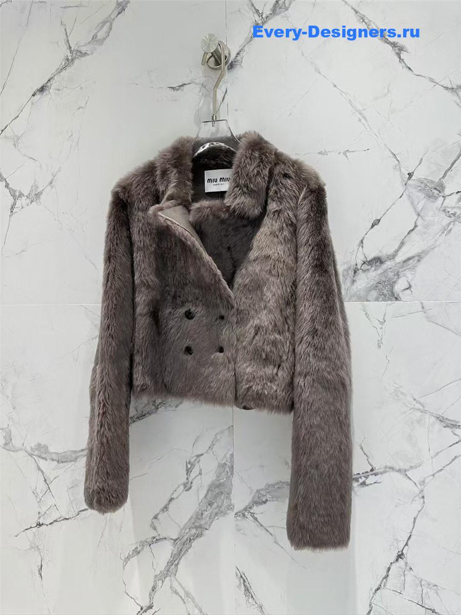 M1um1u long hair lapel sheepskin fur coat