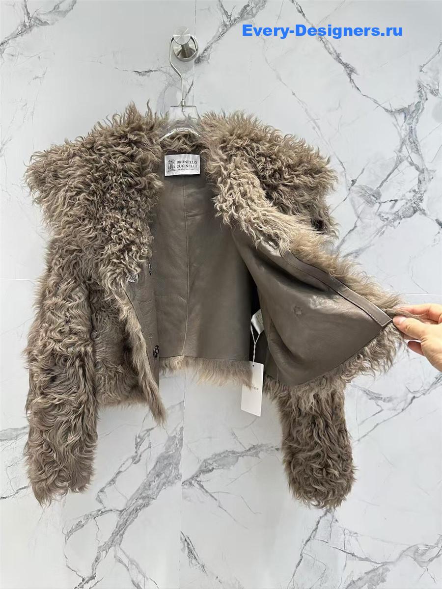 BC Sheepskin Shearling Coat with Curly Collar