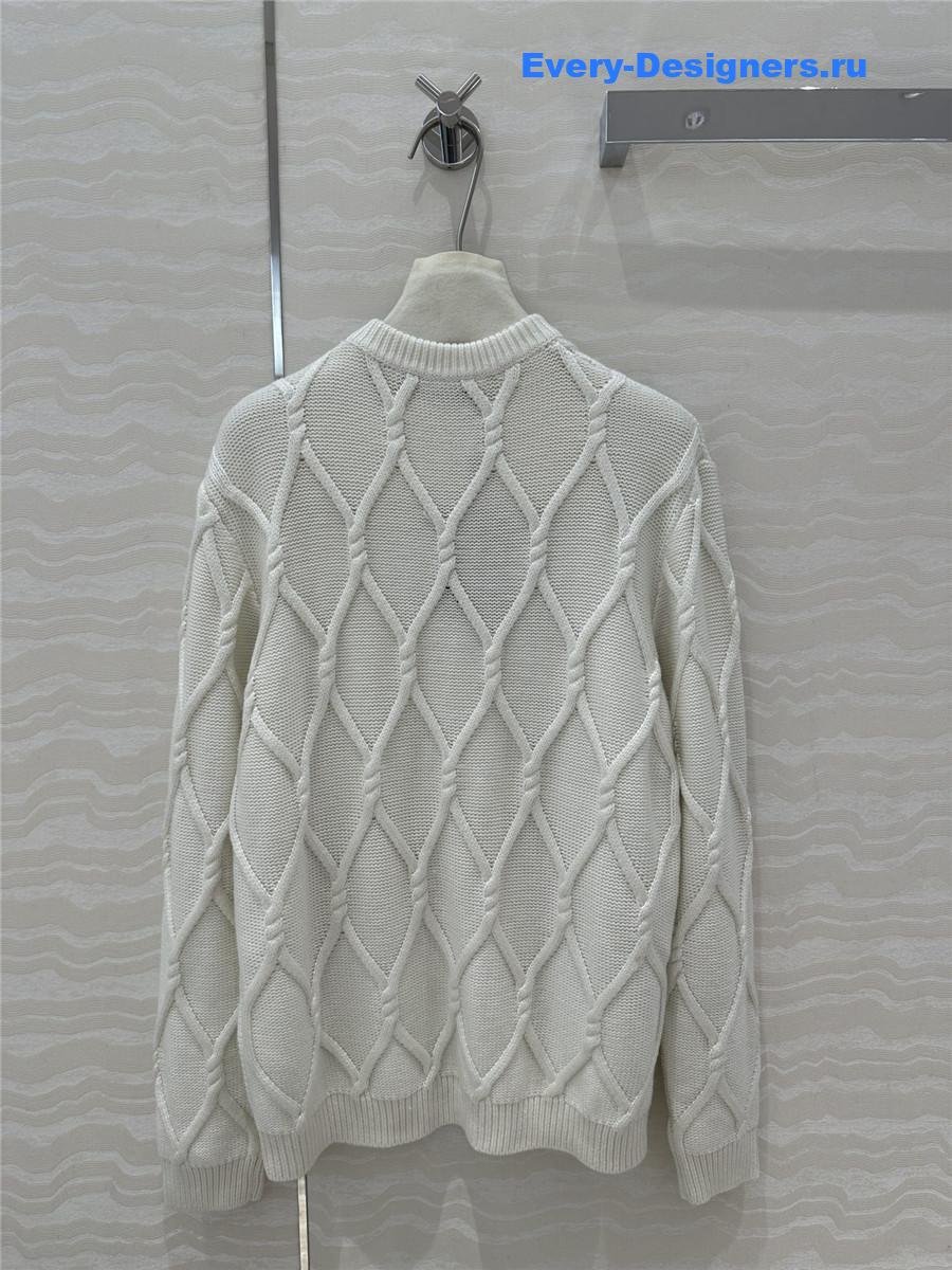 LV Embellished Cable Knit Sweater