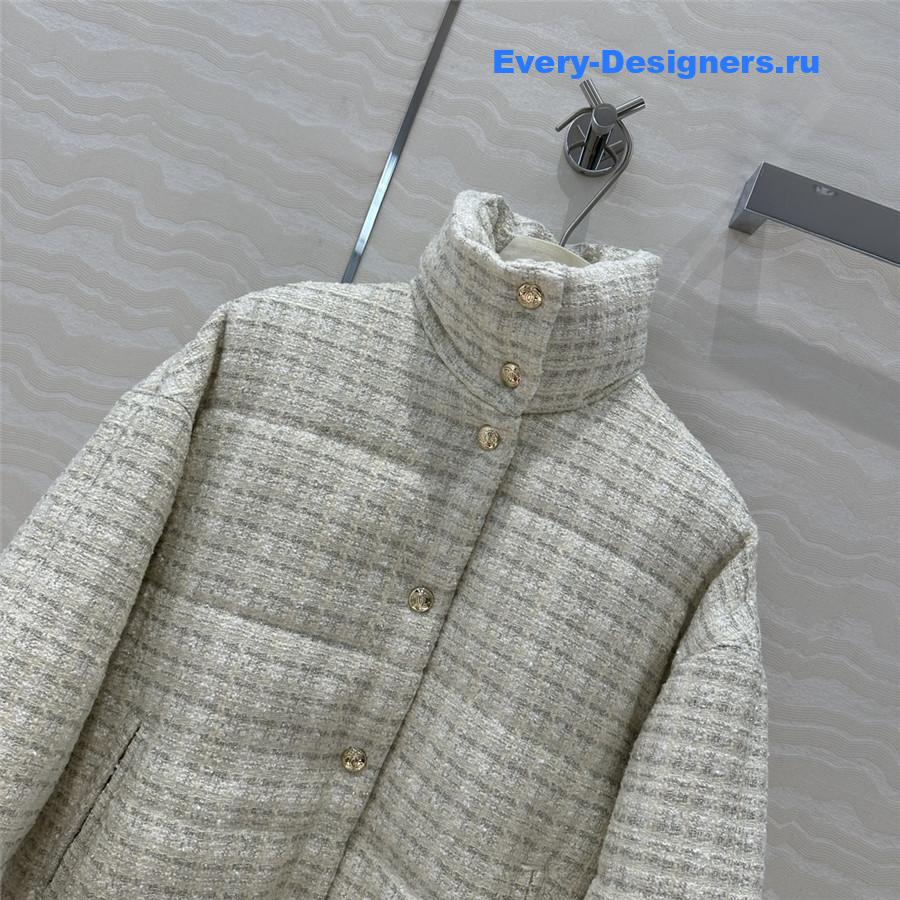 CC woven tweed check quilted jacket
