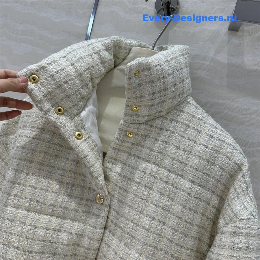 CC woven tweed check quilted jacket