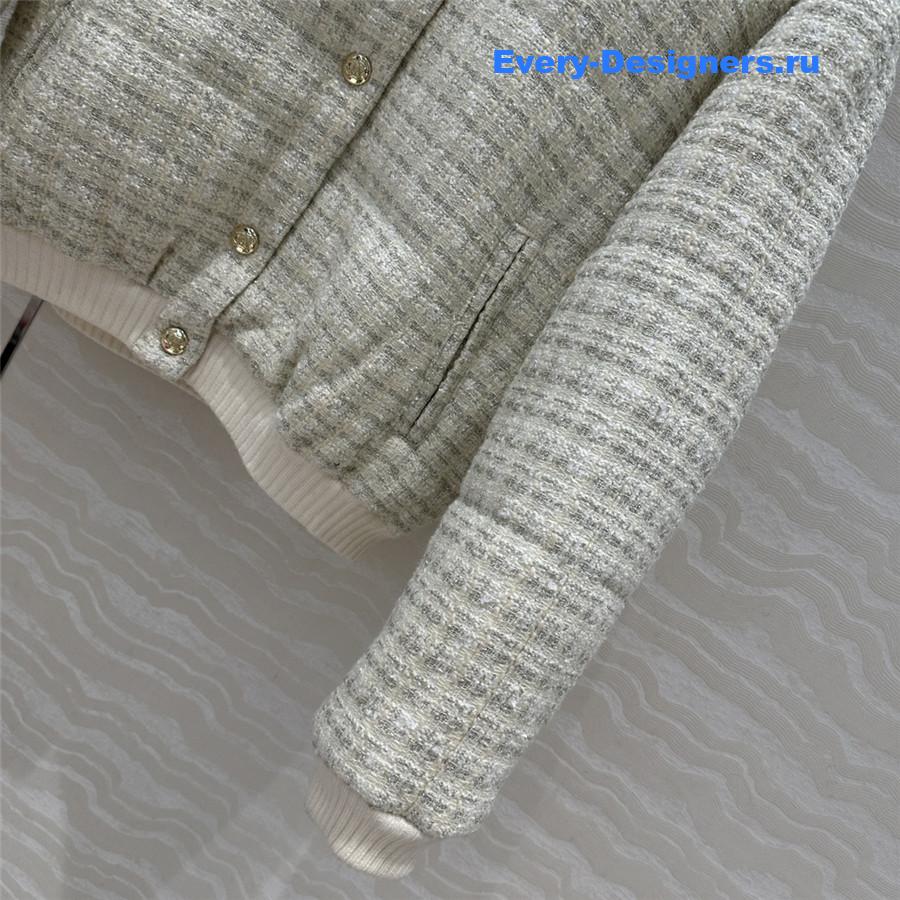 CC woven tweed check quilted jacket