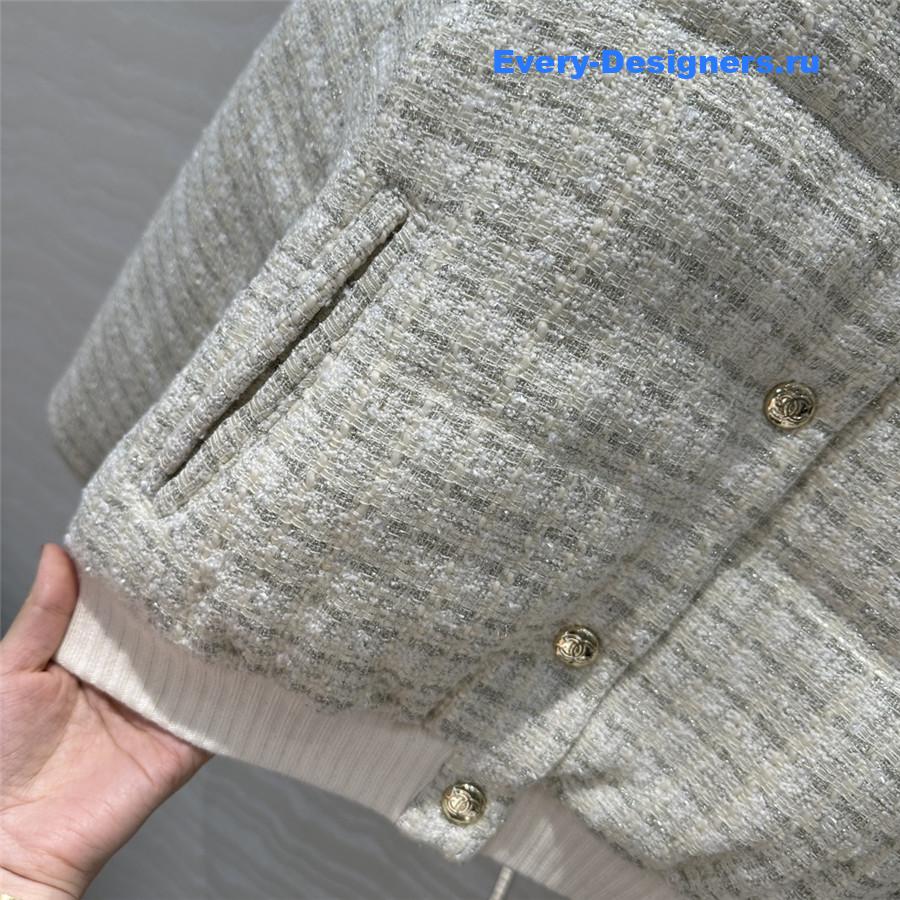 CC woven tweed check quilted jacket