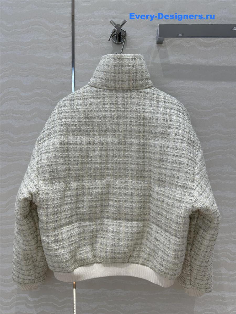 CC woven tweed check quilted jacket