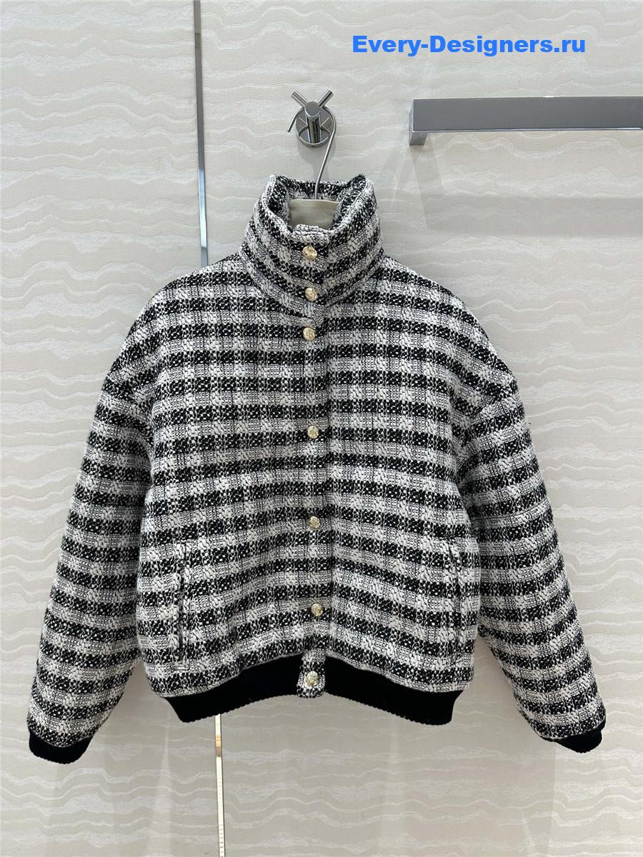 CC woven tweed check quilted jacket