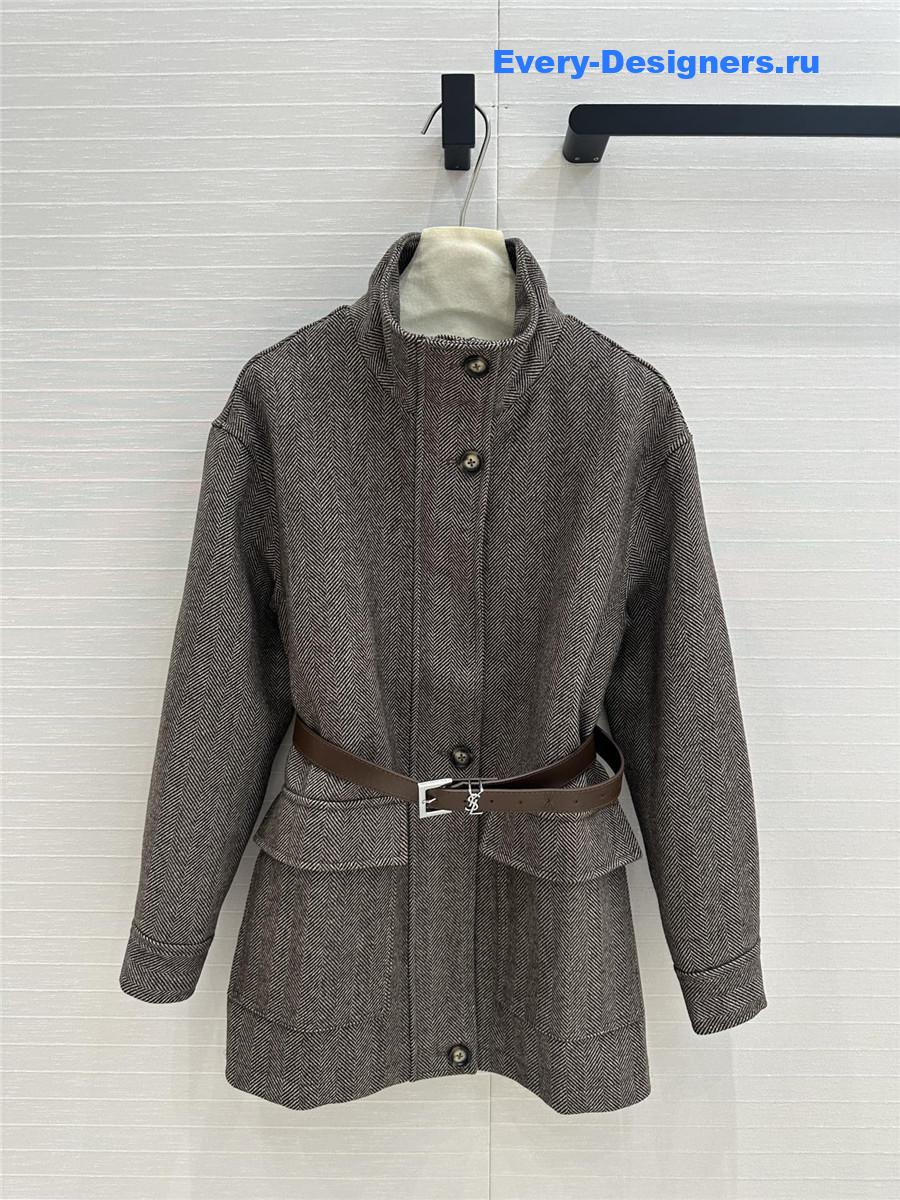 Y51 wool stand collar coat