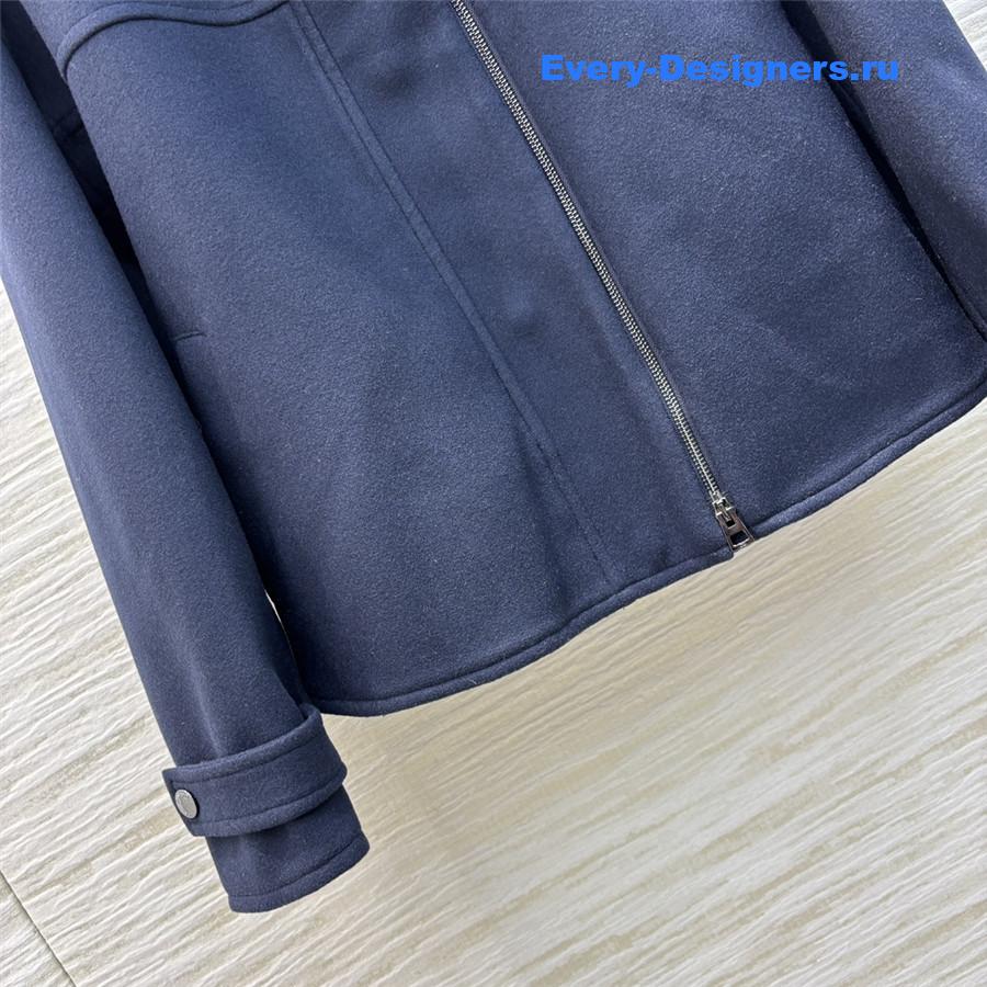 D10r navy blue hooded woolen coat