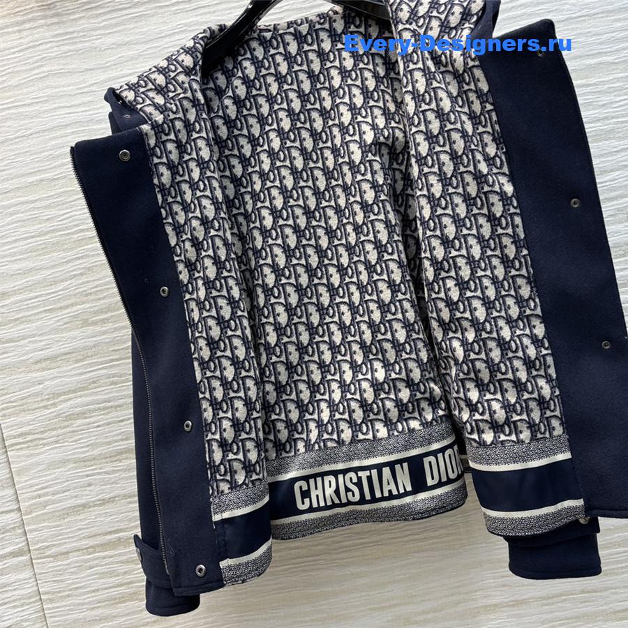 D10r navy blue hooded woolen coat