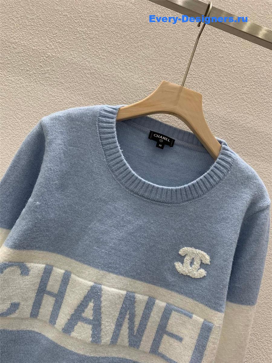 CC Logo Jacquard Knit Sweater in Blue