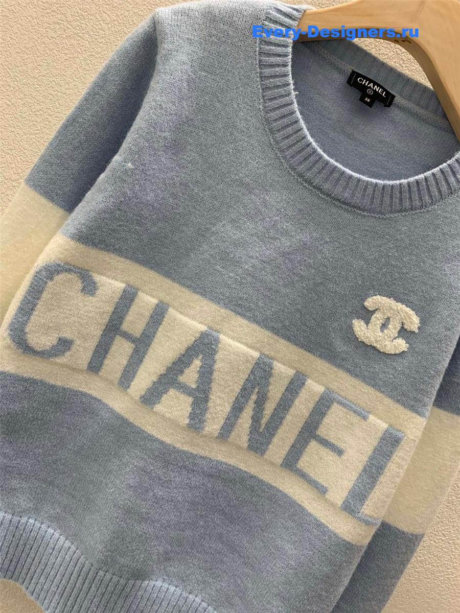 CC Logo Jacquard Knit Sweater in Blue