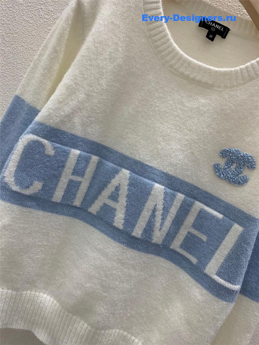 CC Logo Jacquard Knit Sweater in White