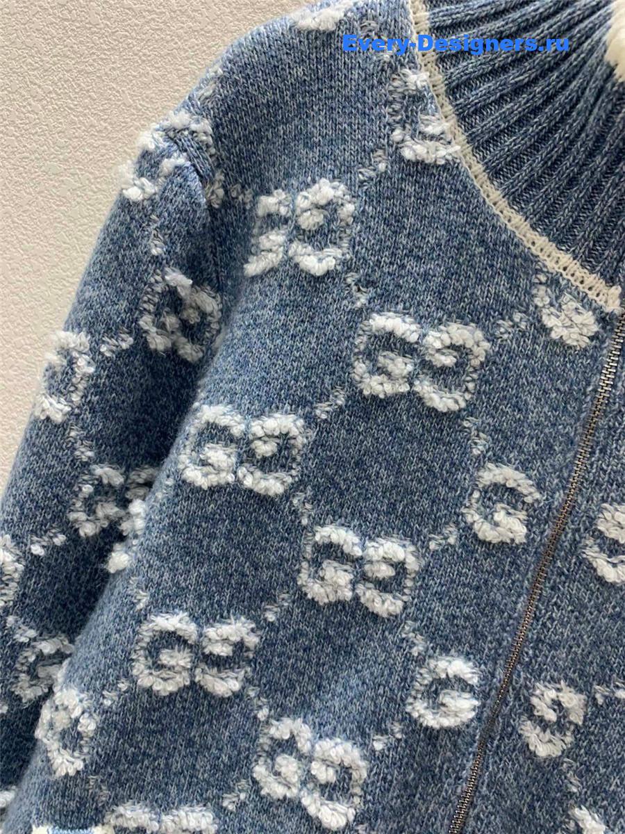 Gvc*1 stitch jacquard cardigan in blue