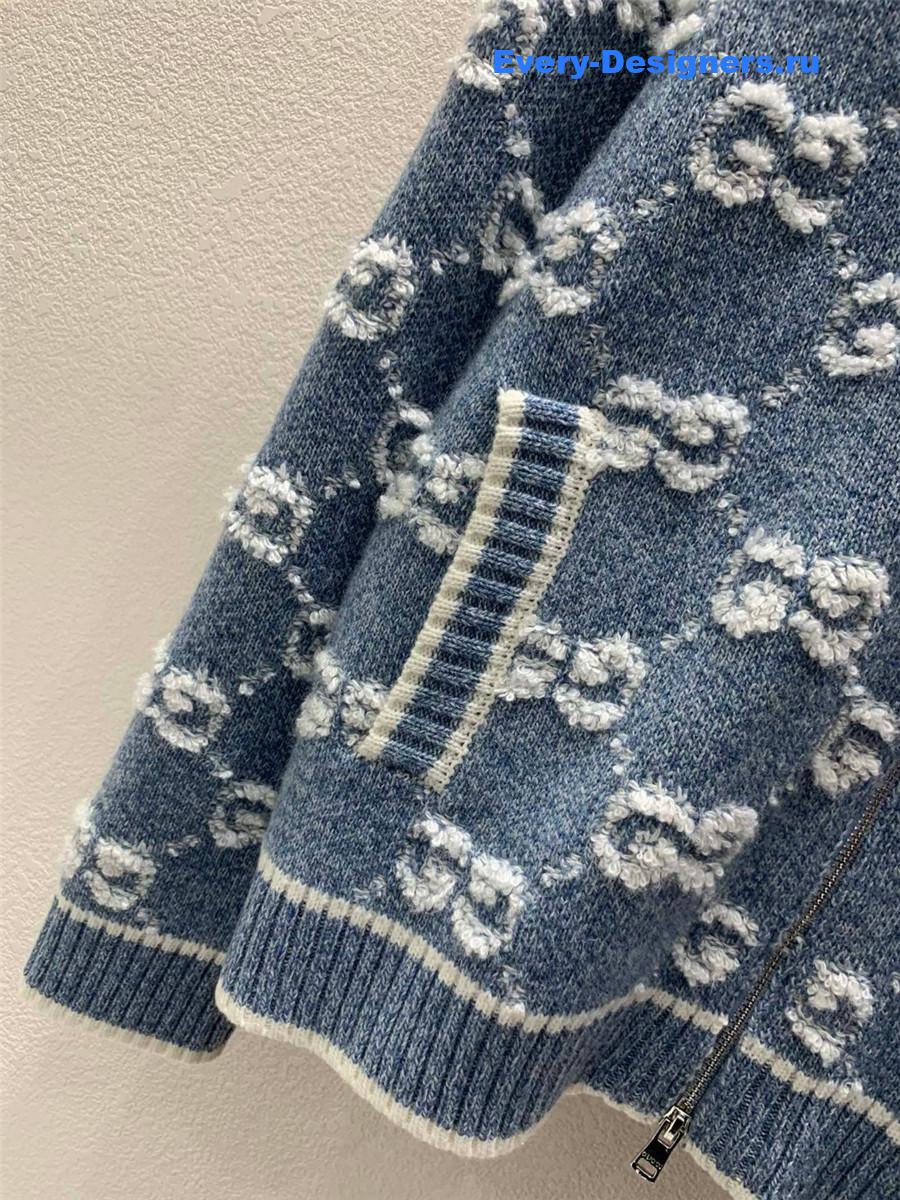 Gvc*1 stitch jacquard cardigan in blue