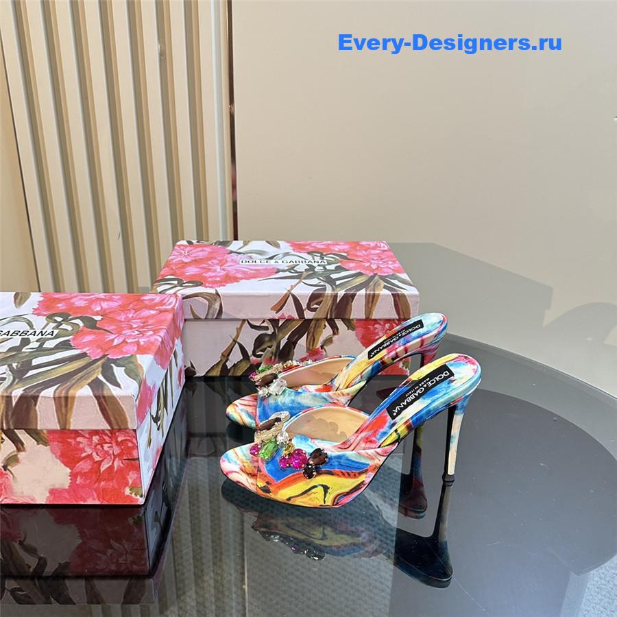 Dolce & Gabbana Multicolored Crystal Stiletto Mules in Fuchsia