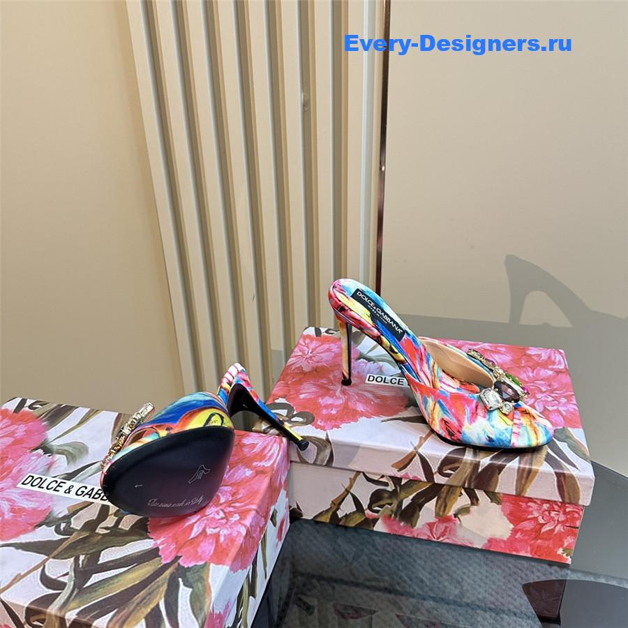 Dolce & Gabbana Multicolored Crystal Stiletto Mules in Fuchsia