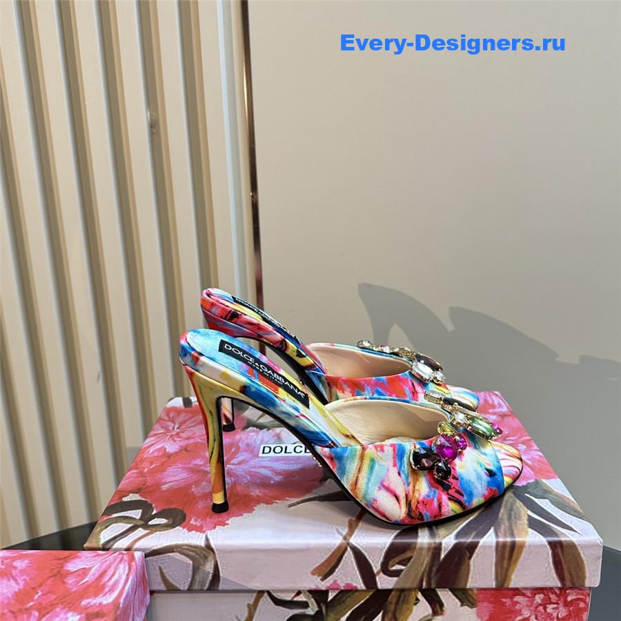 Dolce & Gabbana Multicolored Crystal Stiletto Mules in Fuchsia