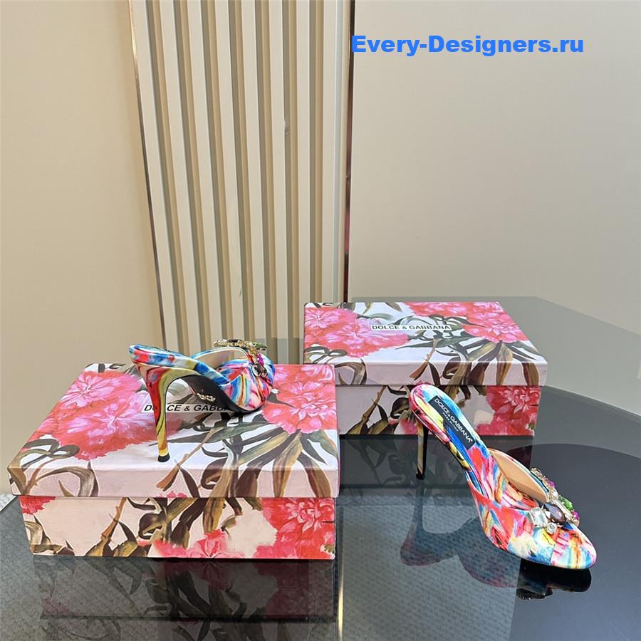 Dolce & Gabbana Multicolored Crystal Stiletto Mules in Fuchsia