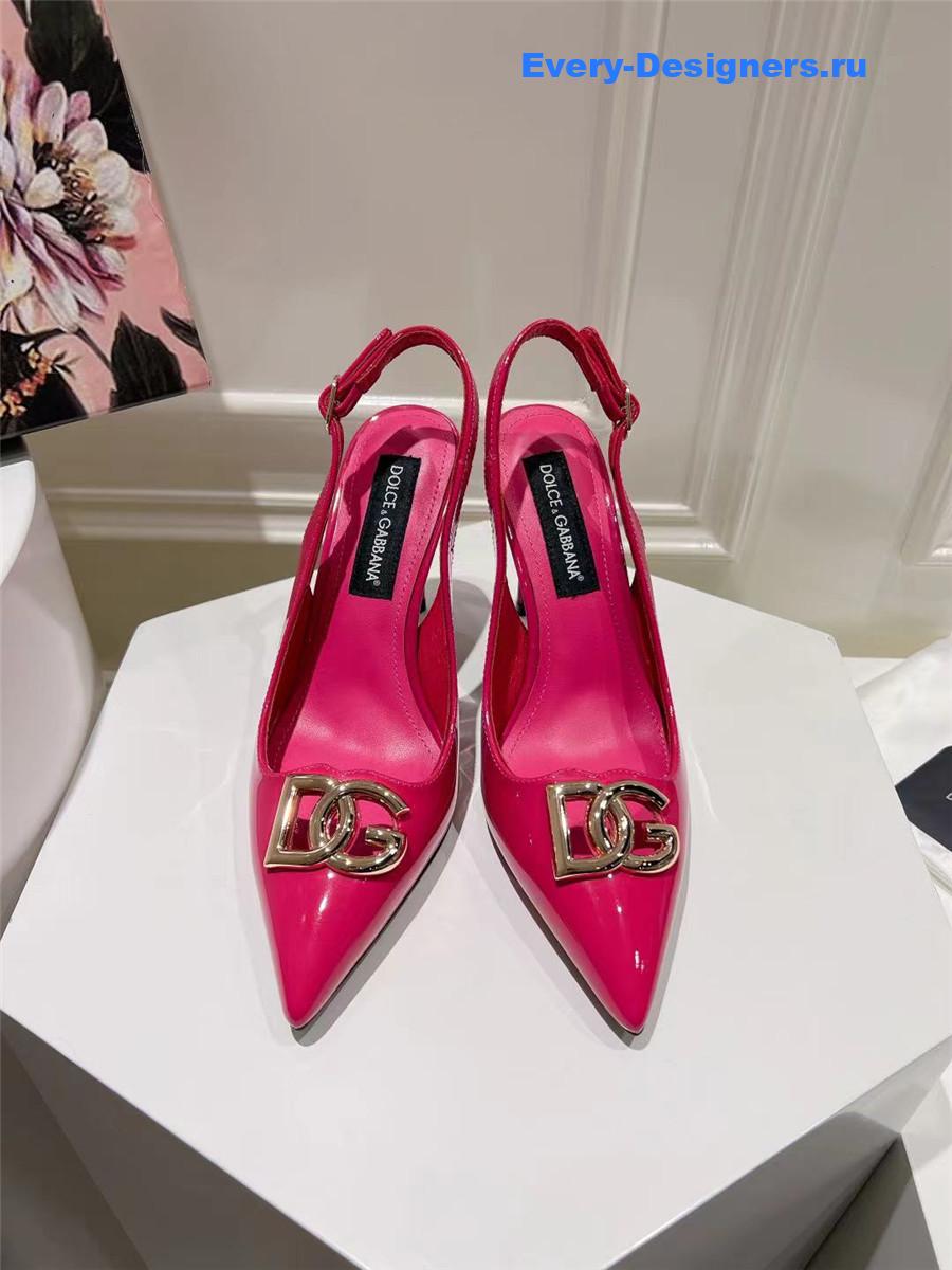 Dolce & Gabbana Polished Calfskin Slingbacks in Fuchsia
