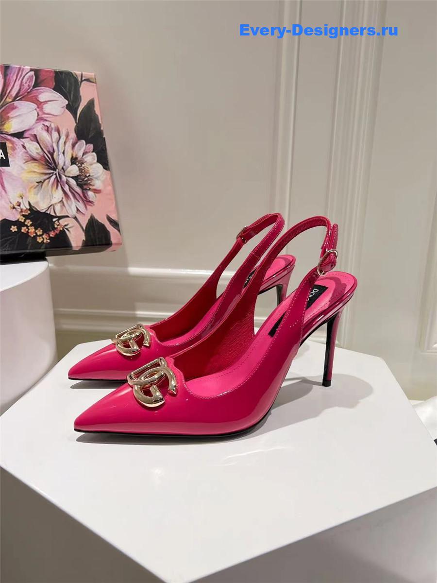 Dolce & Gabbana Polished Calfskin Slingbacks in Fuchsia