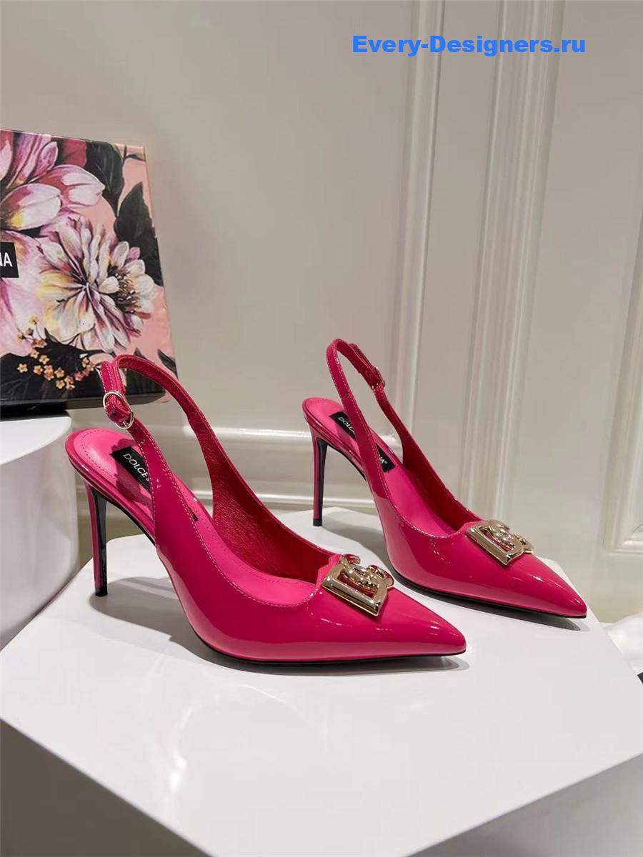 Dolce & Gabbana Polished Calfskin Slingbacks in Fuchsia