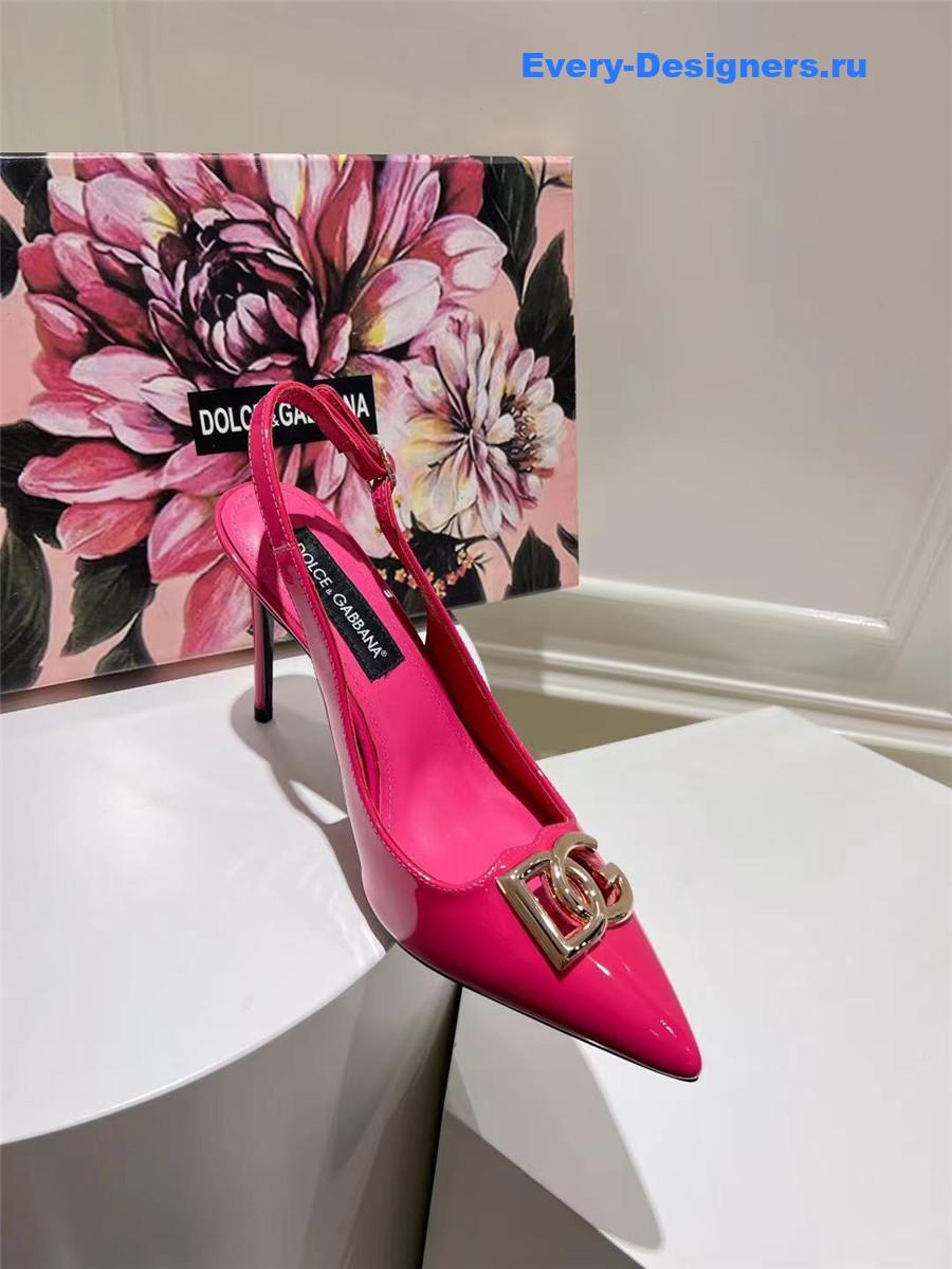Dolce & Gabbana Polished Calfskin Slingbacks in Fuchsia