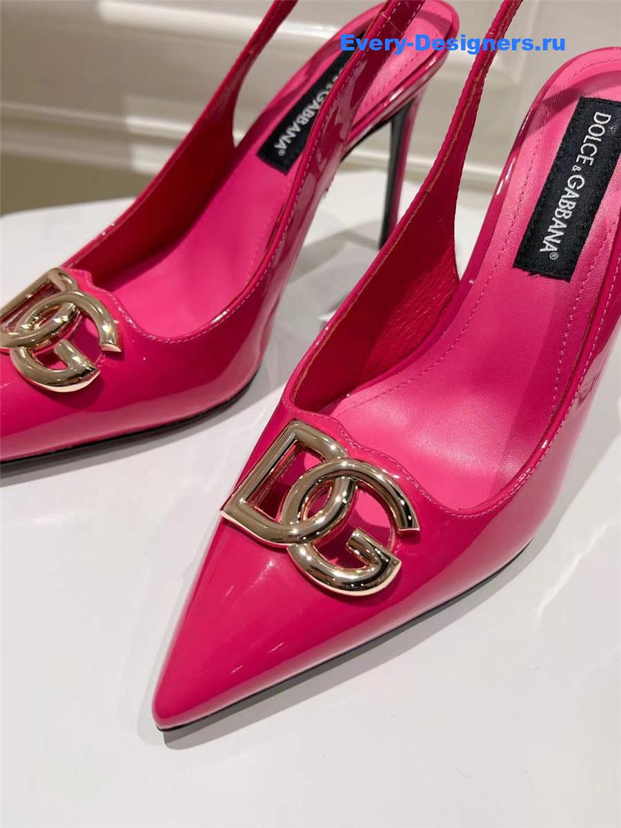 Dolce & Gabbana Polished Calfskin Slingbacks in Fuchsia