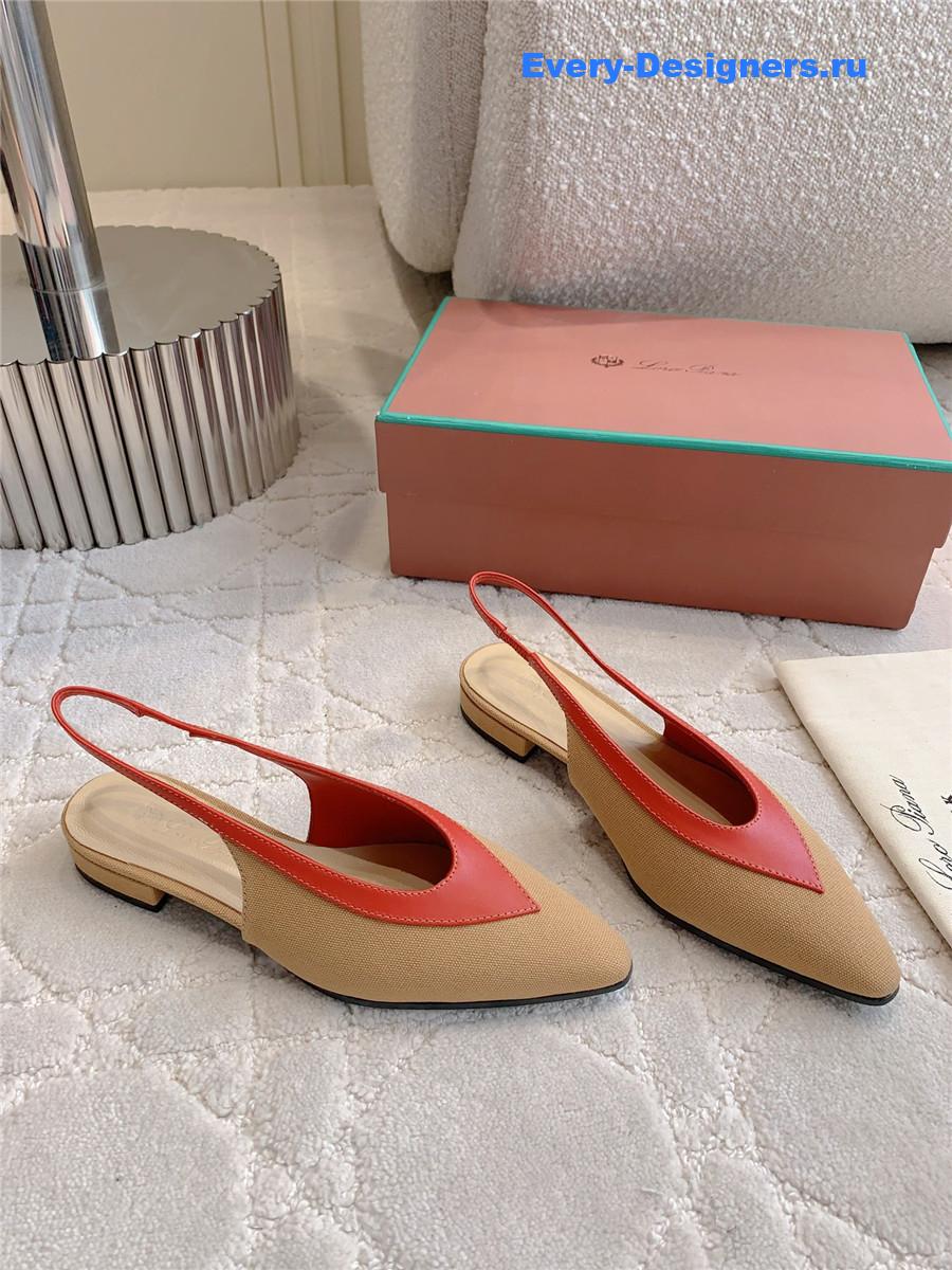 L0r0 P1ana rebecca slingback flats in wood