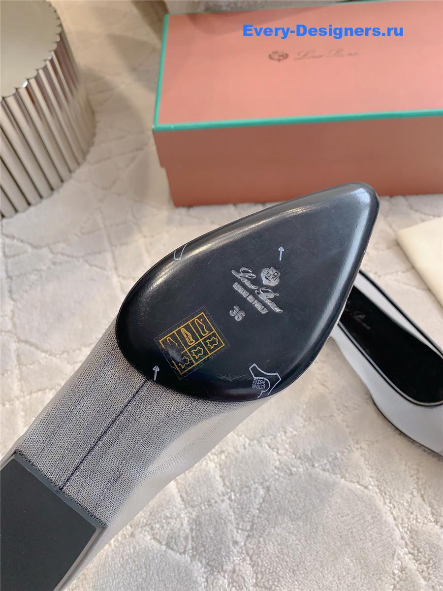 L0r0 P1ana primula ballet flat in ash-grey microfibre