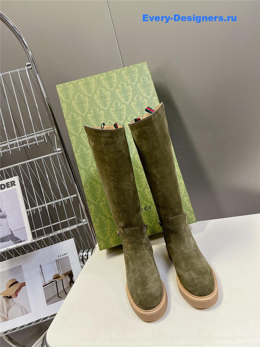 Gvc*1 suede slim horsebit boot in green