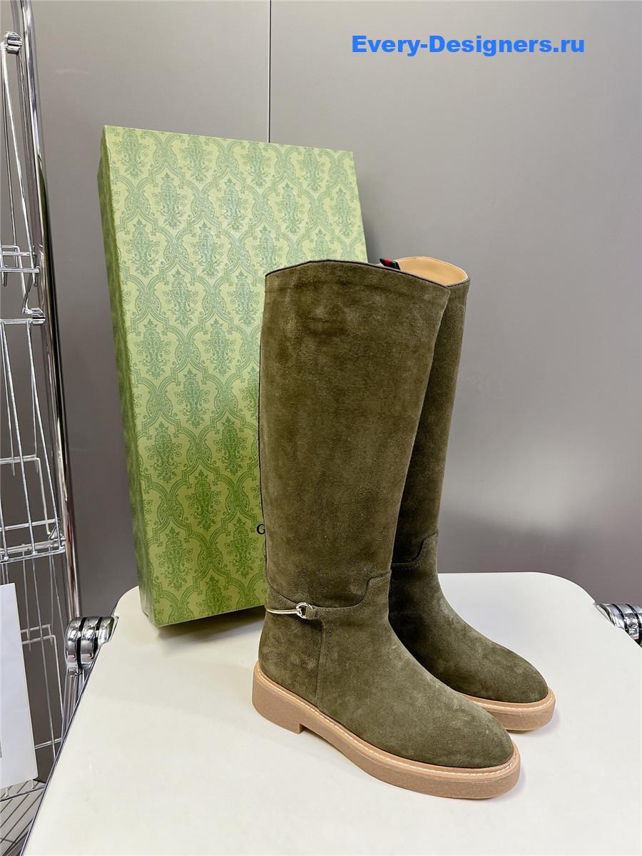 Gvc*1 suede slim horsebit boot in green