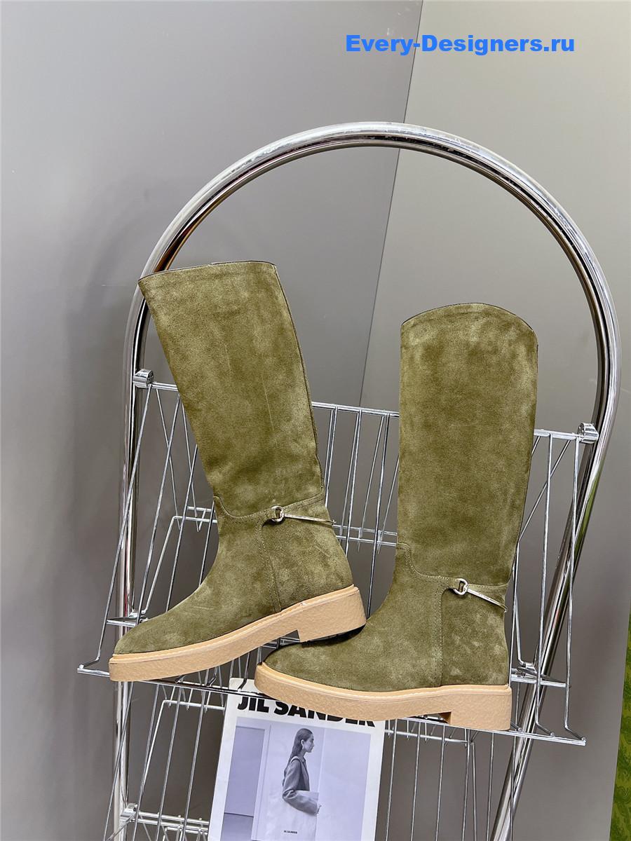 Gvc*1 suede slim horsebit boot in green