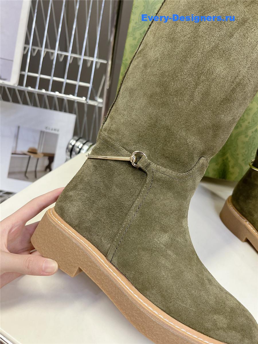 Gvc*1 suede slim horsebit boot in green