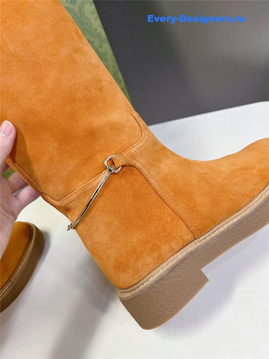 Gvc*1 suede slim horsebit boot in brown