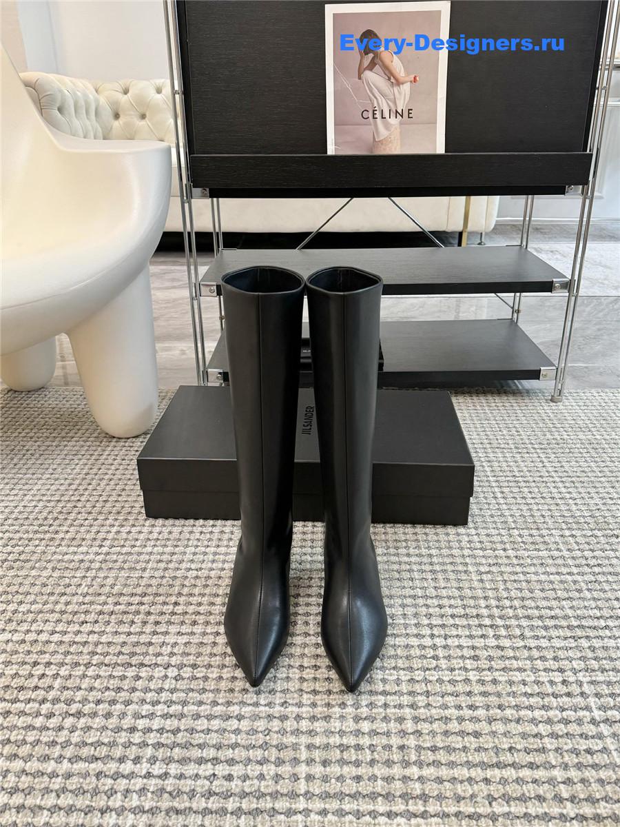 Jil Sander Calfskin Kitten Heel Knee Boots