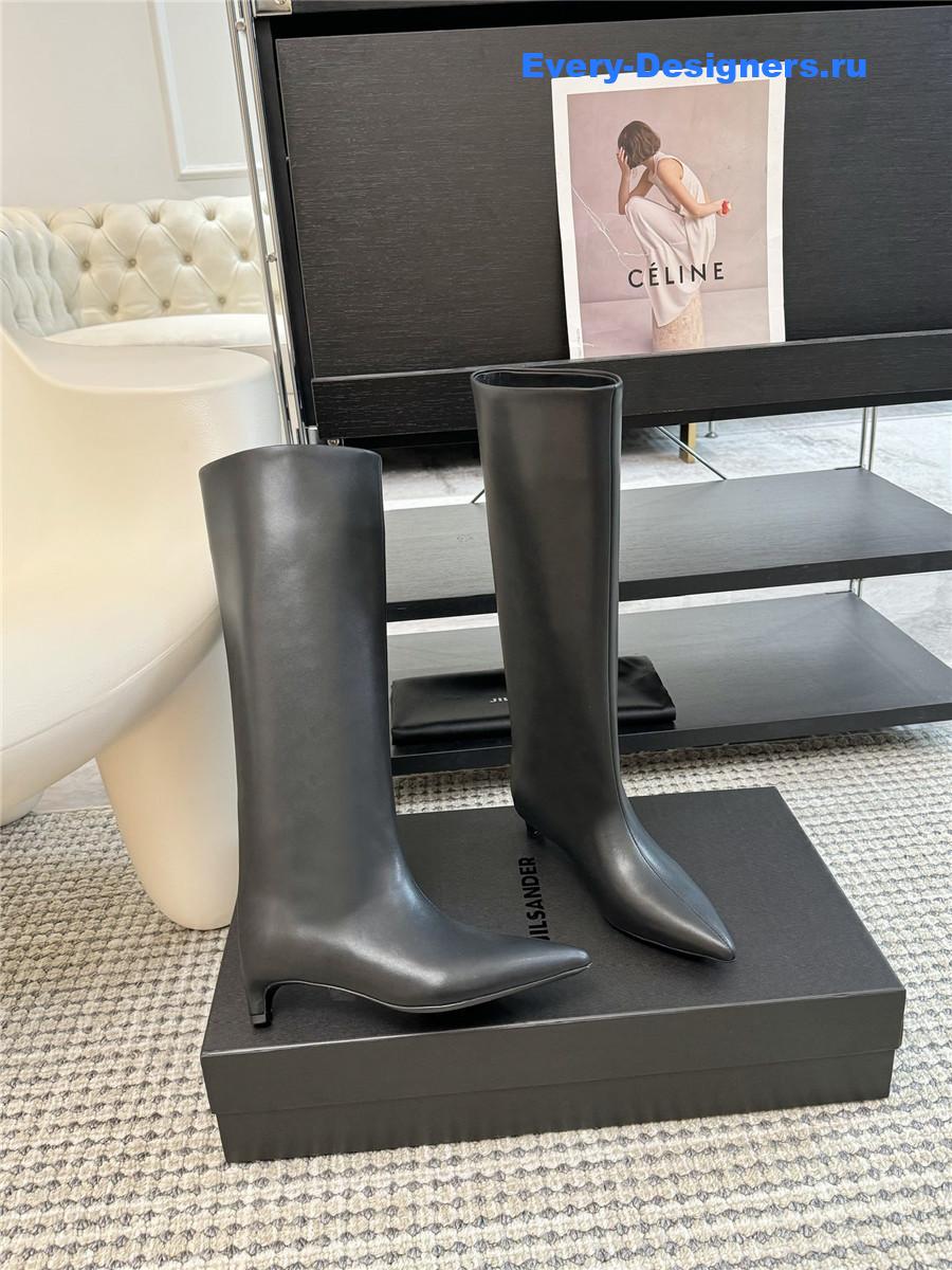 Jil Sander Calfskin Kitten Heel Knee Boots