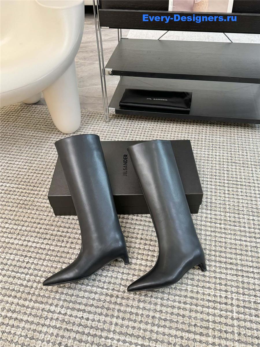 Jil Sander Calfskin Kitten Heel Knee Boots