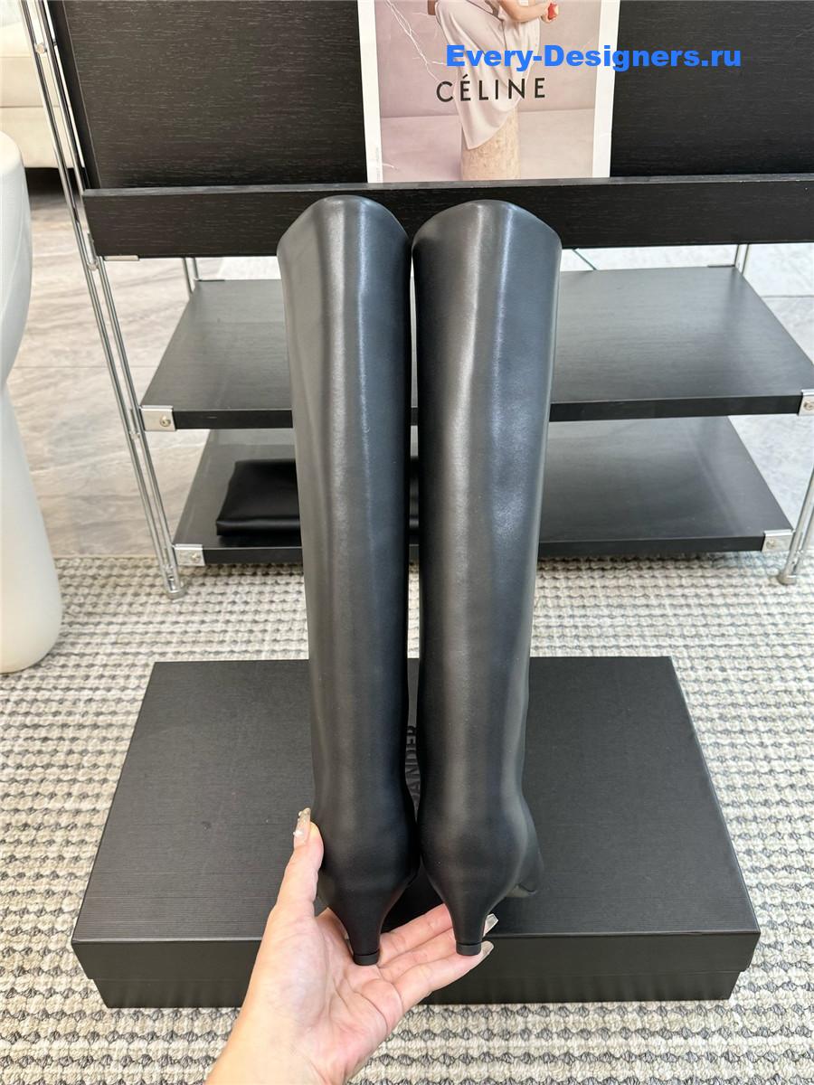 Jil Sander Calfskin Kitten Heel Knee Boots