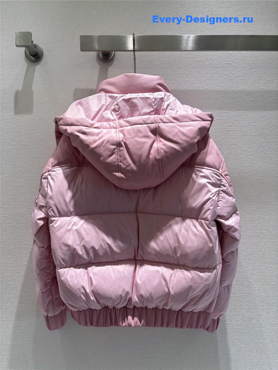 CC HOODED LEATHER DOWN JACKET