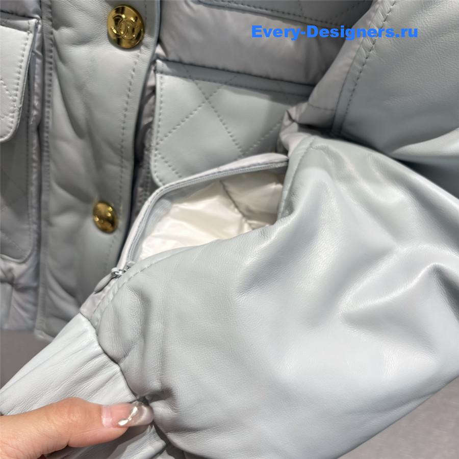 CC HOODED LEATHER DOWN JACKET