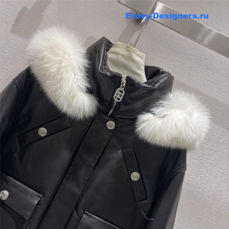 CC leather down jacket